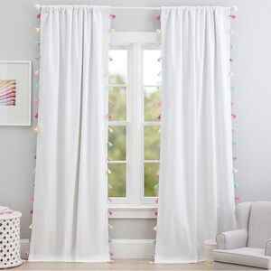 Pottery Barn Kids White Curtains with Multicolor Tassels (New without tags)